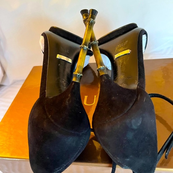 Collector Gucci Bamboo Heel Black Ankle Strap Stilettos - Picture 10 of 13